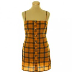 Nasty Gal kockás mustársárga ruha