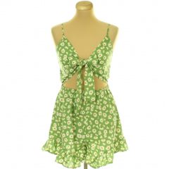 Shein virágmintás zöld overál