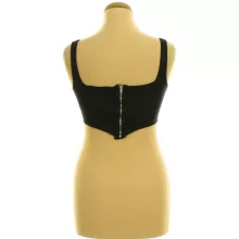 New Look ezüstcsillámos fekete top