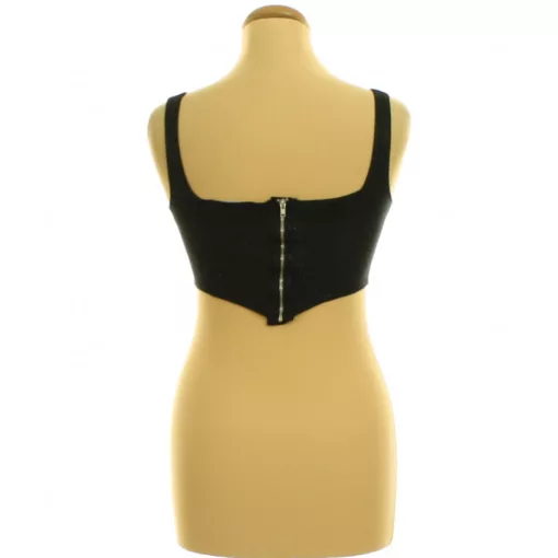 New Look ezüstcsillámos fekete top