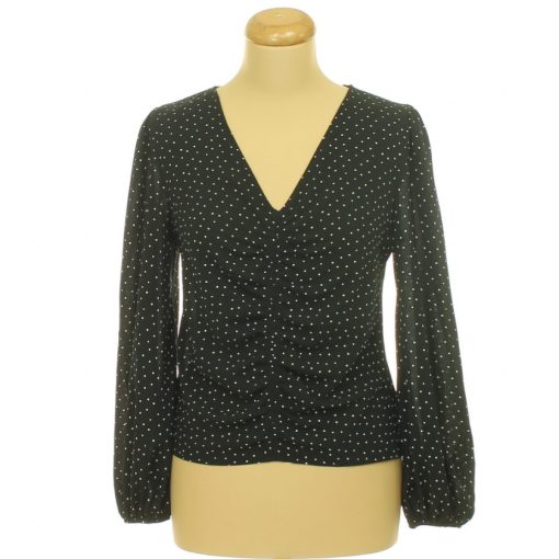 Peacocks pöttyös fekete blúz