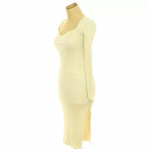 Shein krémszínű bordáskötött ruha