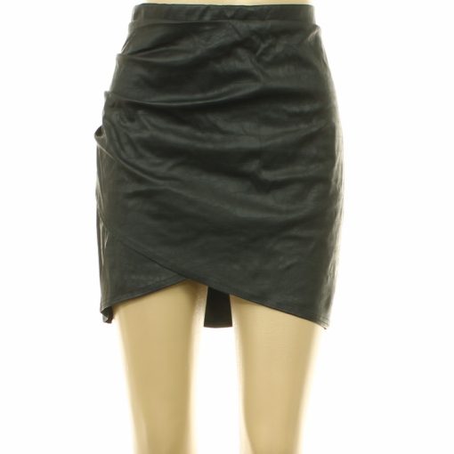 Boohoo mintás fekete műbőr szoknya