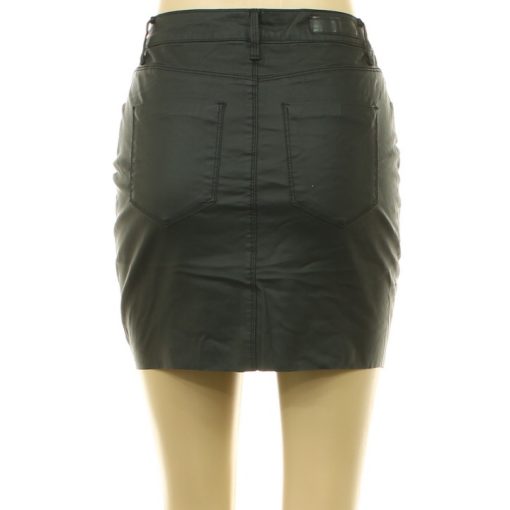 Fishbone fekete bőrhatású miniszoknya