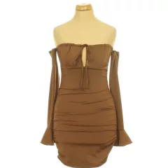 Shein ráncolt barna miniruha