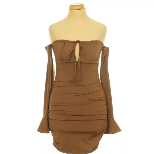Shein ráncolt barna miniruha