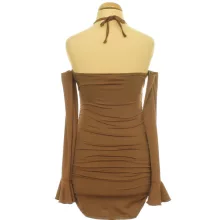 Shein ráncolt barna miniruha