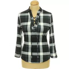Shein kockás roll-up ujjú felső
