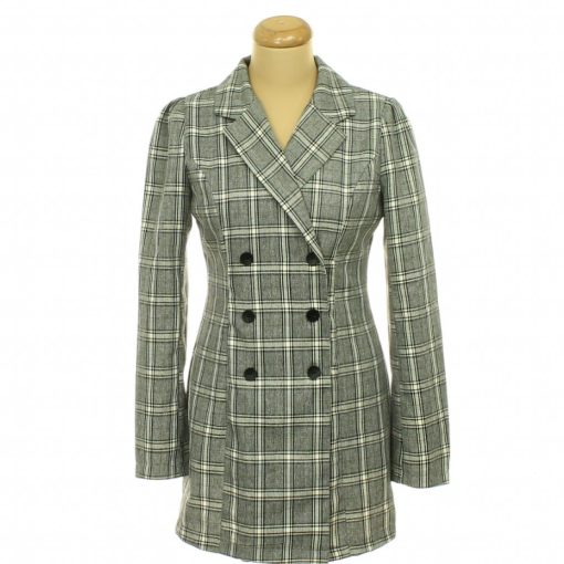 Shein kockás szürke blézer