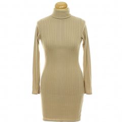 Quiz bordázott barna kötött ruha