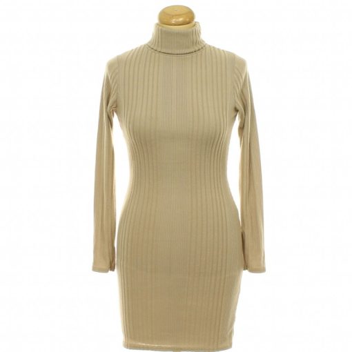 Quiz bordázott barna kötött ruha