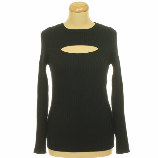 Papaya fekete bordáskötött pulóver