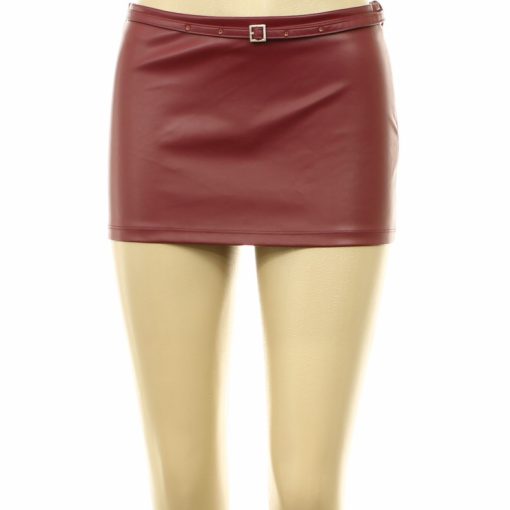 Shein bordó műbőr miniszoknya