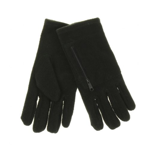 Fekete polár kesztyű cipzáras zsebbel