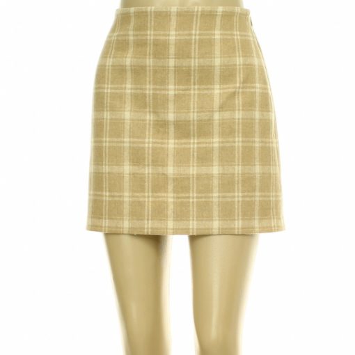 Paris Ateiler kockás barna gyapjúszövet szoknya