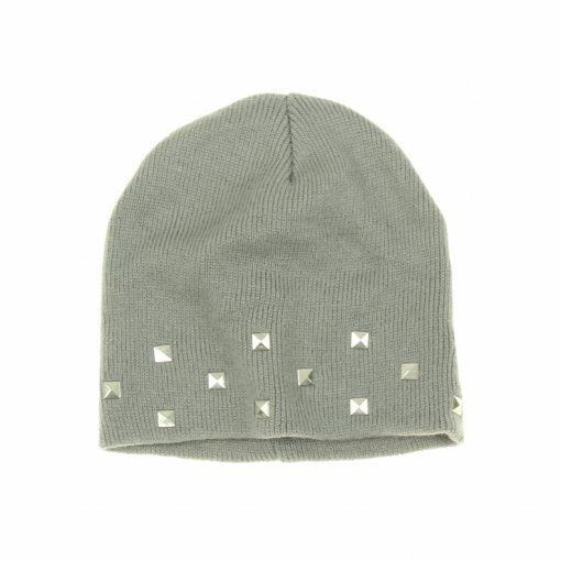 Szegecses szürke kötött sapka