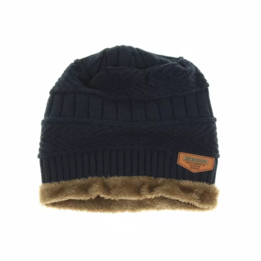 Kék kötött-microfleece sapka