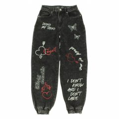 Fishbone mintás fekete farmer