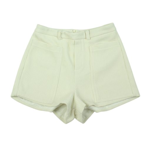 Bordázott krémszínű rövidnadrág