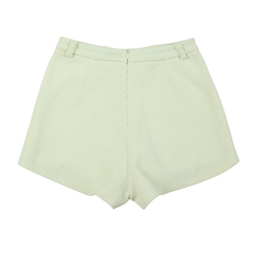 Bordázott krémszínű rövidnadrág