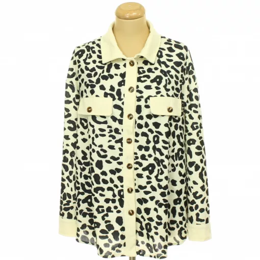 Shein leopárdmintás mikrokord ing