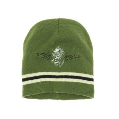 Hímzett khakizöld kötött férfi sapka