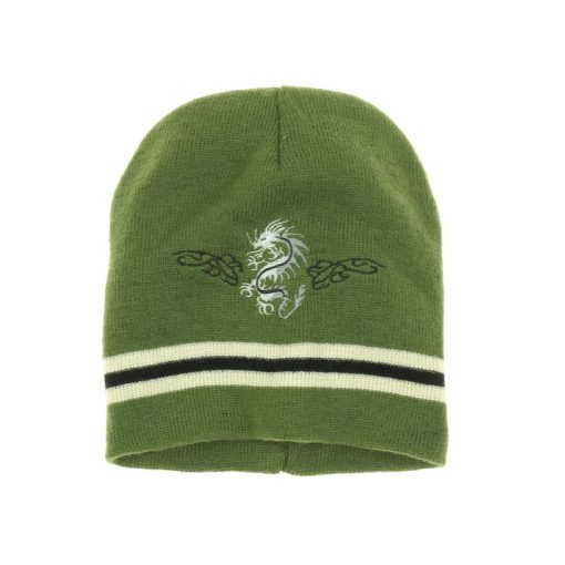 Hímzett khakizöld kötött férfi sapka