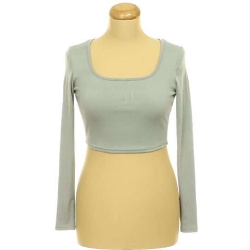 Szürke bordázott felső