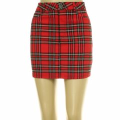 Fishbone kockás piros sztreccs szoknya