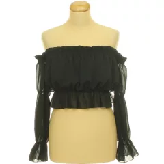 Pretty Little Thing fodros fekete top