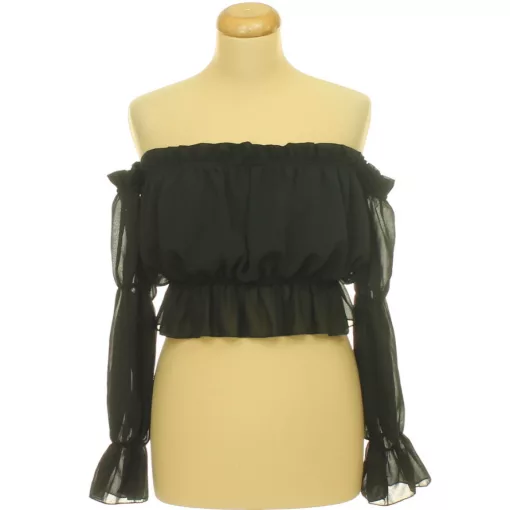 Pretty Little Thing fodros fekete top