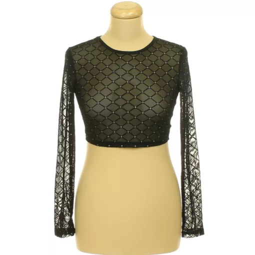 Shein csillámos-bársonymintás necc top