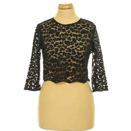 Zara fekete csillámos csipke felső