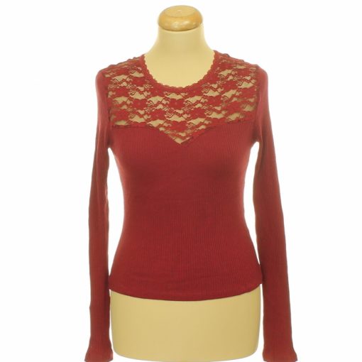 Fishbone csipkés bordó felső