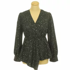 Shein ezüstcsillámos fekete blúz