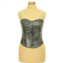 Pretty Little Thing szürke műbőr corset top