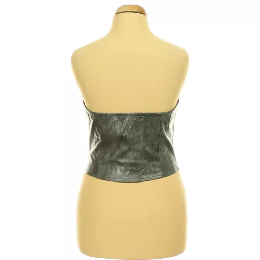 Pretty Little Thing szürke műbőr corset top