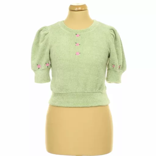 Zara hímzett zöld kötött pulóver