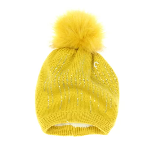 Strasszköves kötött sapka microfleece béléssel