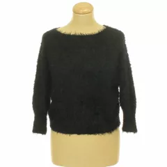 Boohoo szőrmehatású fekete kötött pulóver
