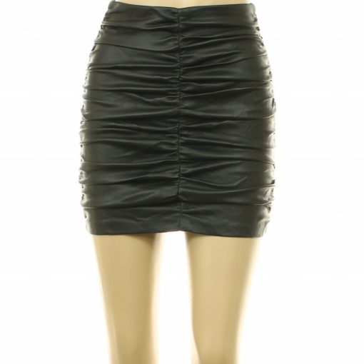Zara ráncolt fekete műbőr szoknya