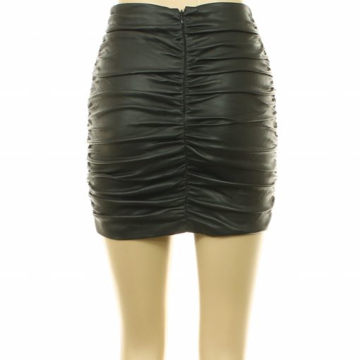 Zara ráncolt fekete műbőr szoknya
