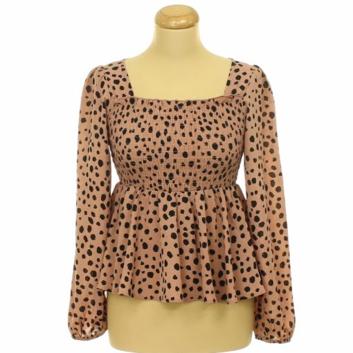 Shein púder színű mintás blúz