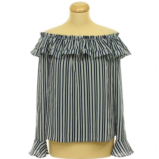 Divided kék-fehér csíkos blúz