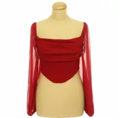 Shein piros corset felső