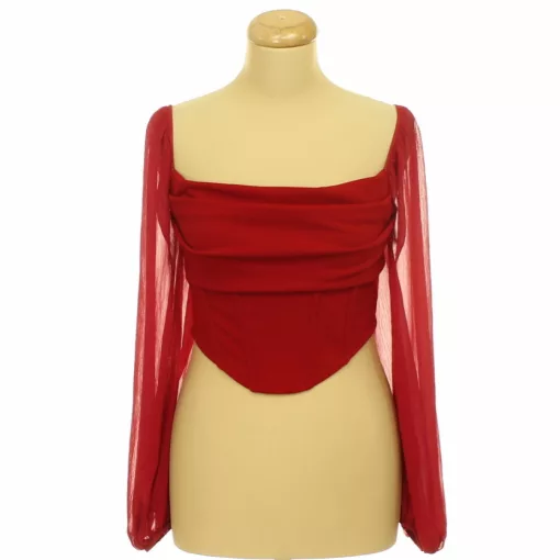 Shein piros corset felső