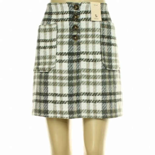 TU kockás szőrmehatású szövetszoknya