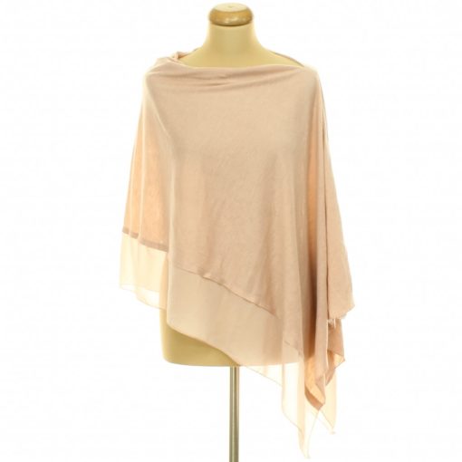 Rózsaszín gyapjúkeverék-muszlin poncsó