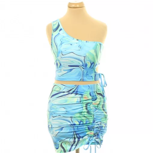 Shein mintás top-szoknya szett