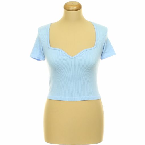 Amisu kék bordázott elasztikus top